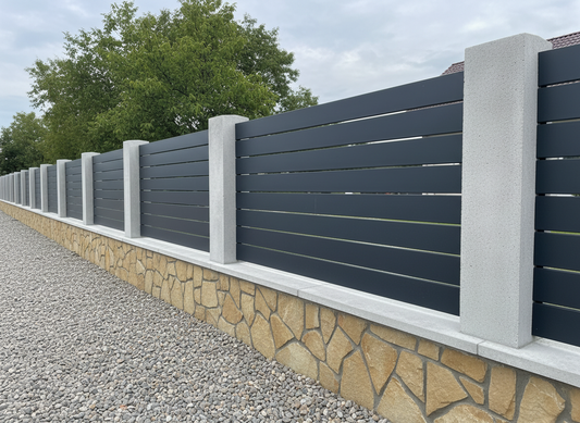 Kerítéspanel oszlopok között